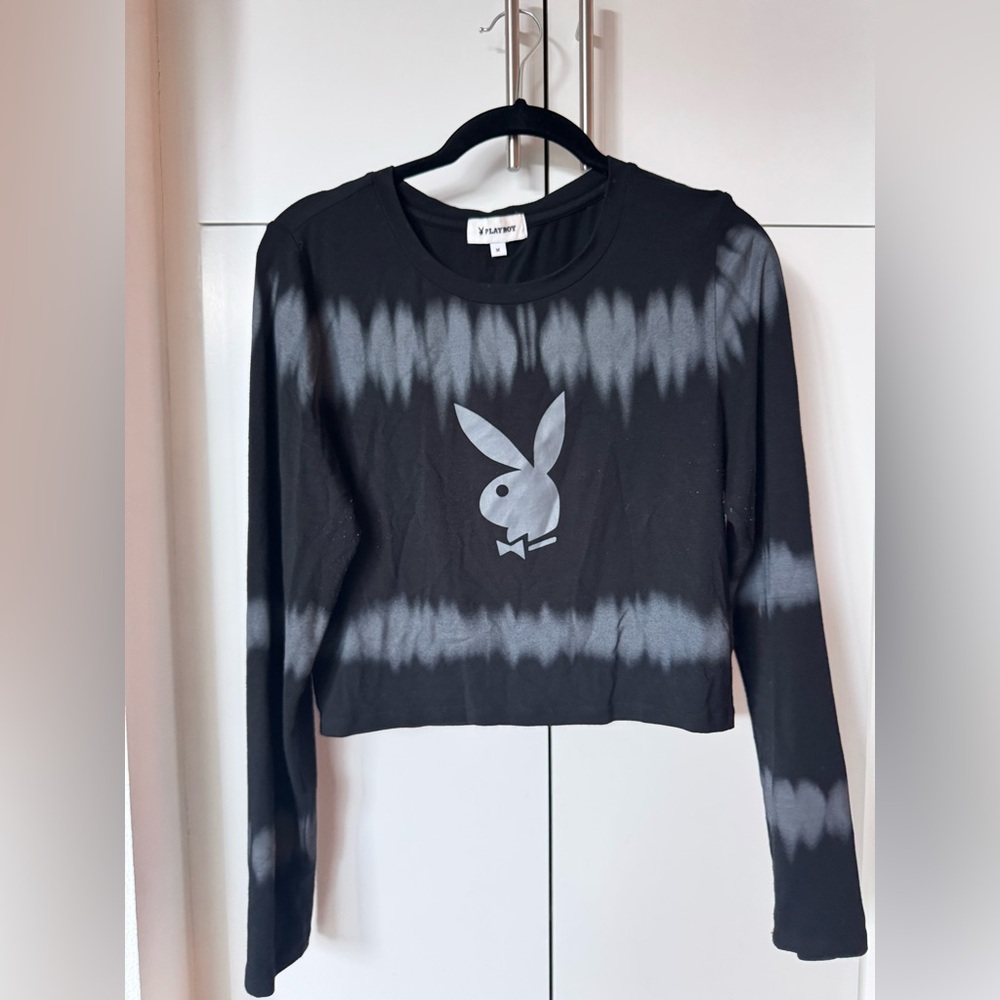 Playboy Cropped Tye Die Long Sleeve Top Size M